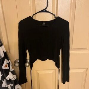 Elegant Black Long Sleeve Crop Top